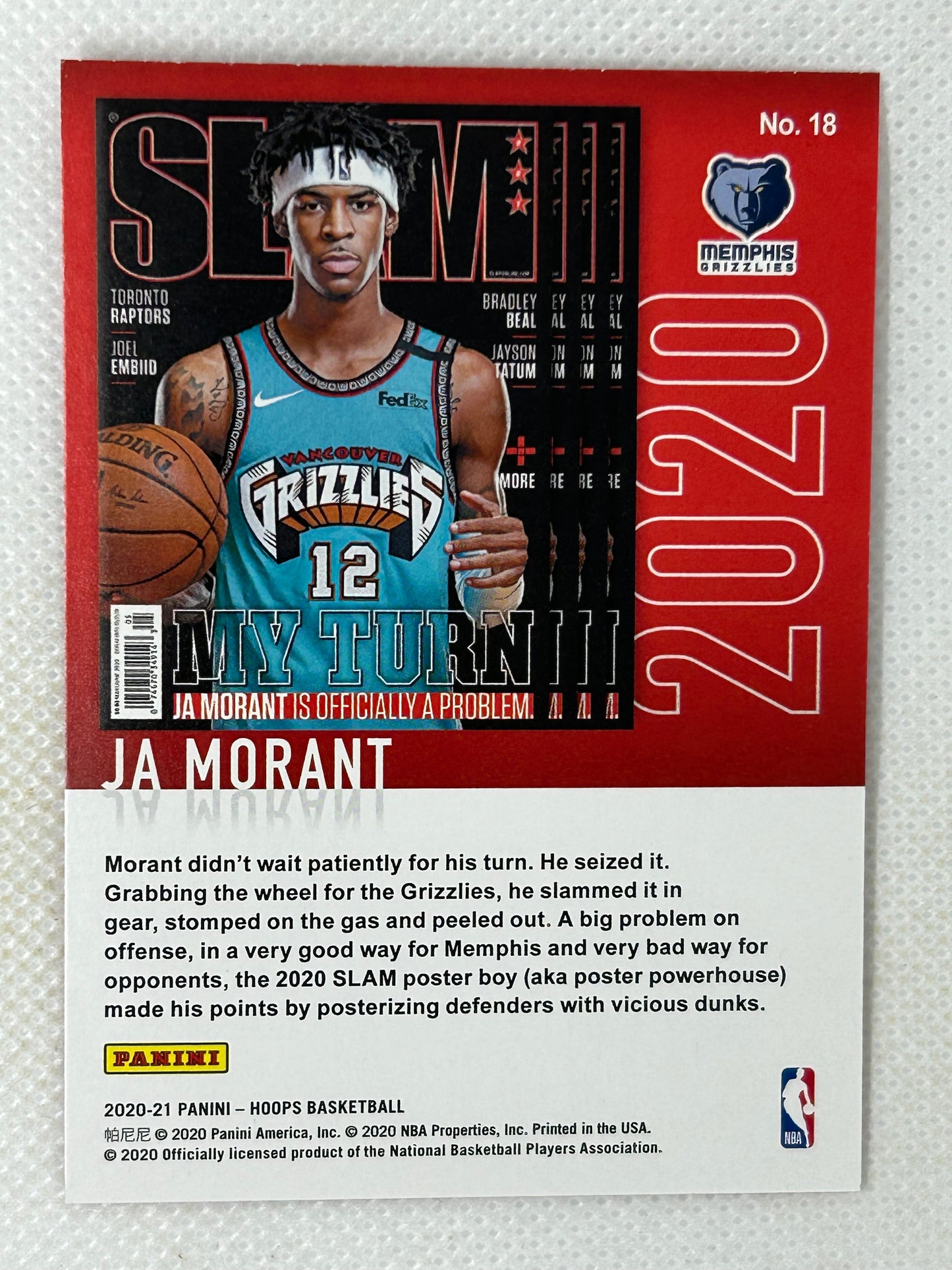 2021-22 Panini Hoops SLAM  #18 Ja Morant Memphis Grizzlies SP