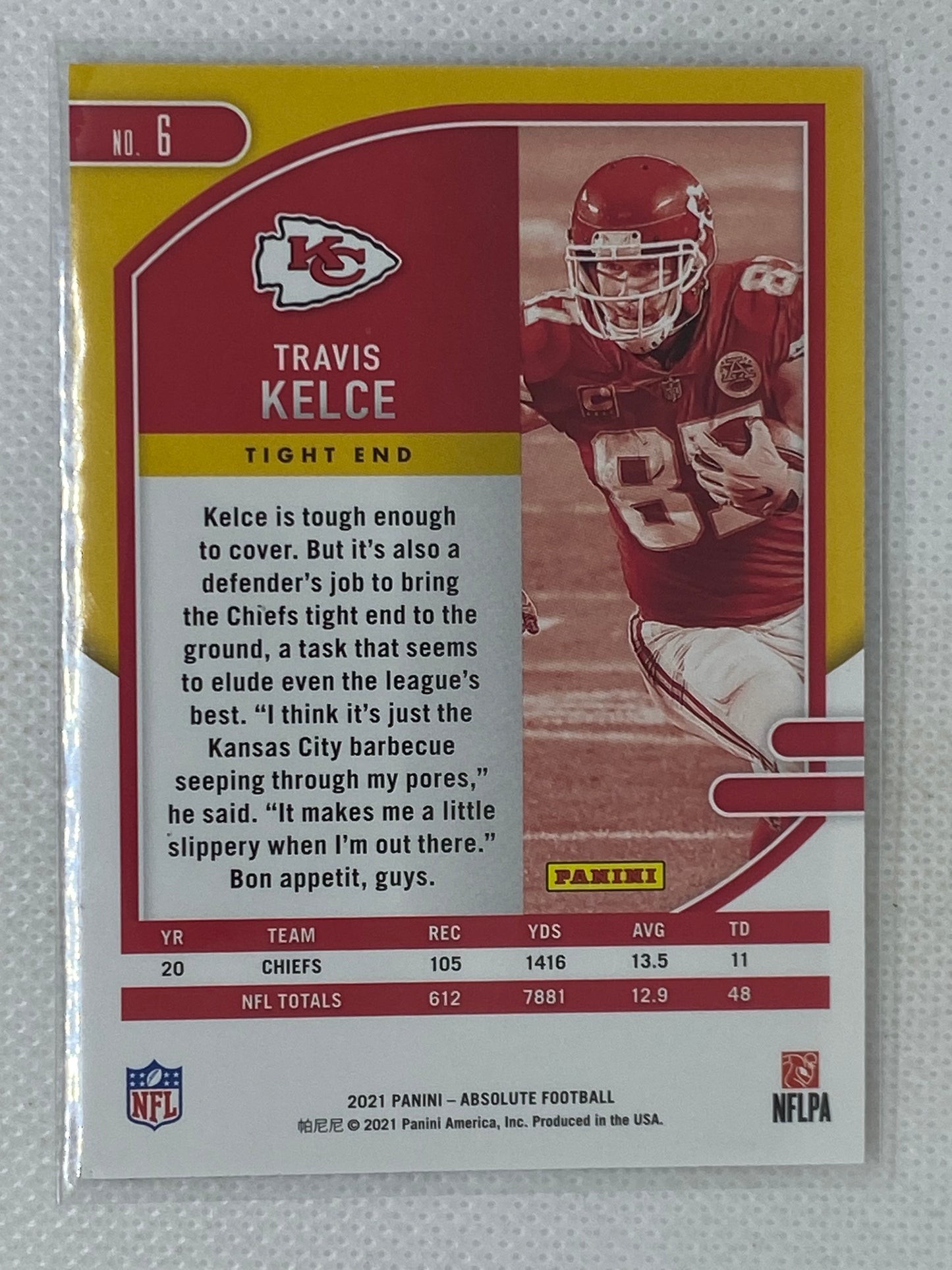 2021 Panini Absolute Football Travis Kelce #6 Kansas City Chiefs