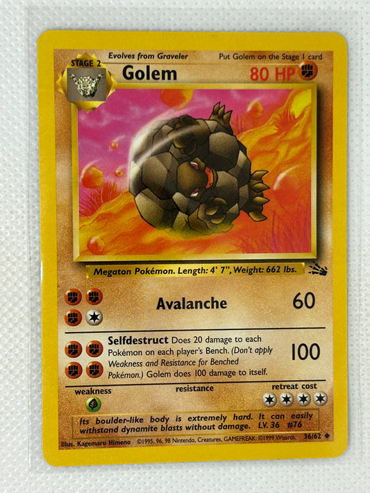 1999 1st Edition Golem NM 36/62 Fossil Uncommon Pokemon Card
