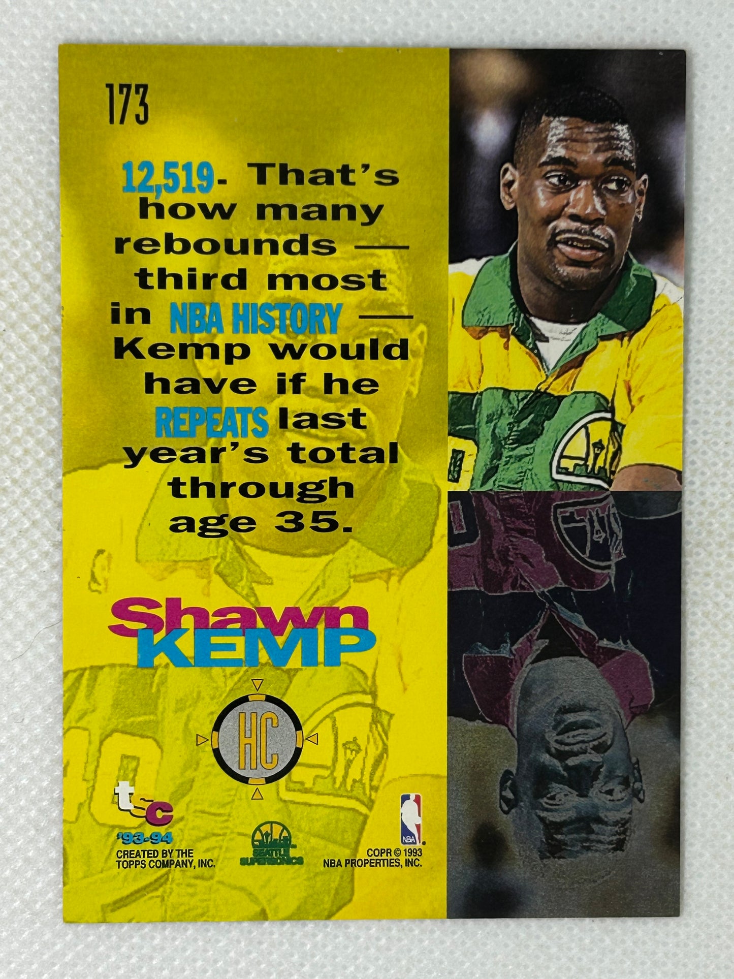 1993-94 Topps Stadium Club #173 Shawn Kemp Seattle Supersonics