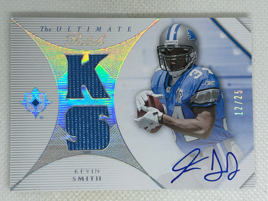 2008 Upper Deck Ultimate Collection The Ultimate Patch Autograph /25 Kevin Smith #UP-KS Detroit Lions