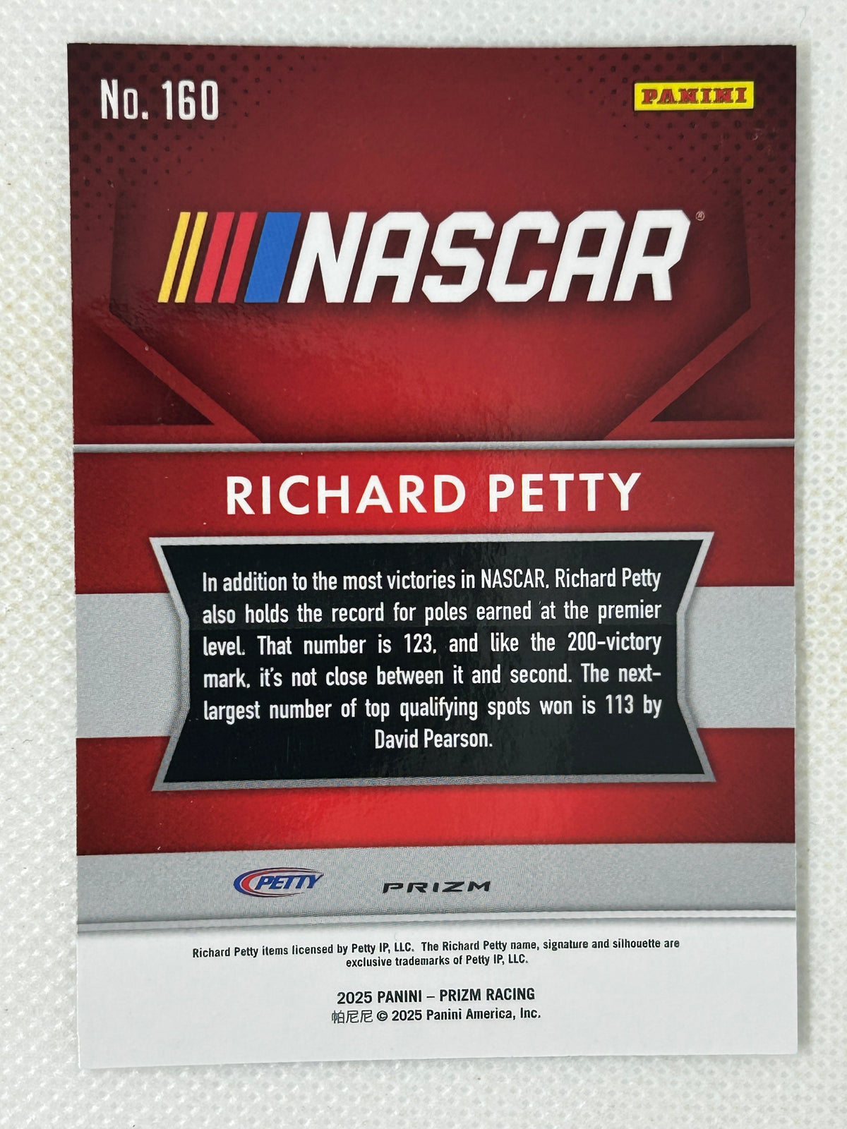 2025 Panini Prizm Silver #160 Richard Petty Signed Card