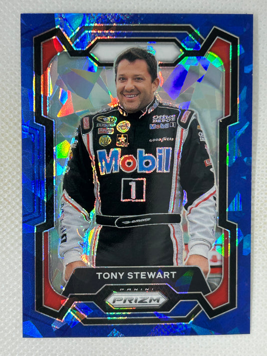 2024 Panini Prizm NASCAR Racing Blue Cracked Ice Prizm #6 Tony Stewart