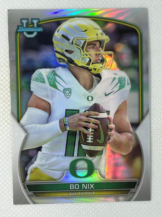 2022 Topps Bowman University Chrome Rookie Refractor Bo Nix #61 Oregon Ducks Denver Broncos