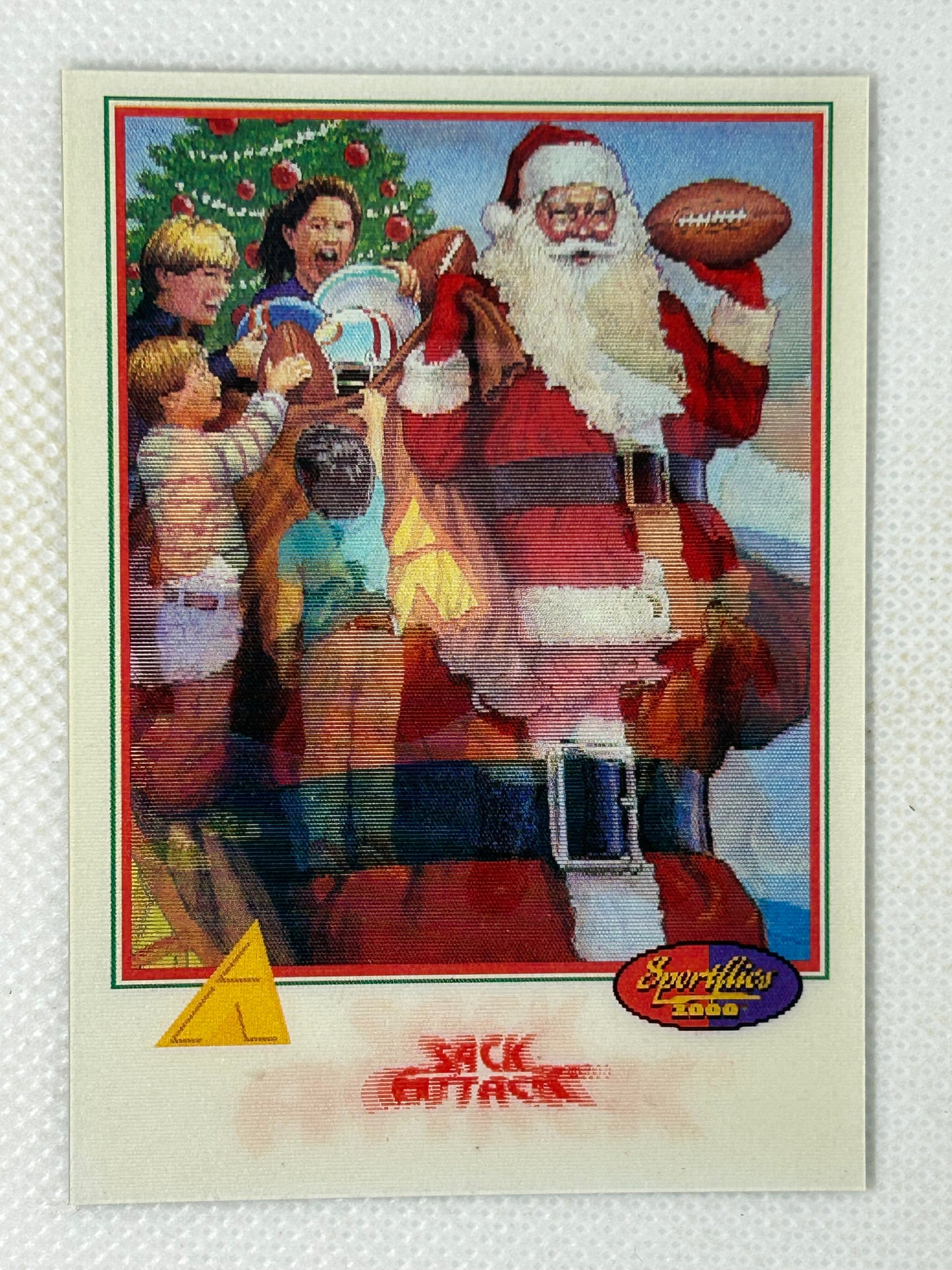 1994 Pinnacle NFL Motion Sack Attack Promo Card Santa Claus