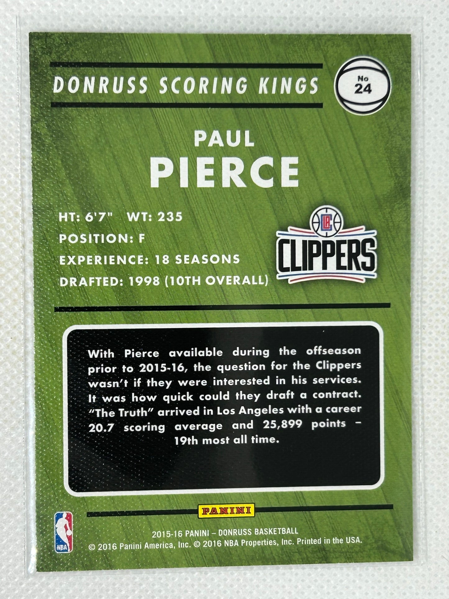 2015-16 Panini Donruss Scoring Kings #24 Paul Pierce Los Angeles Clippers