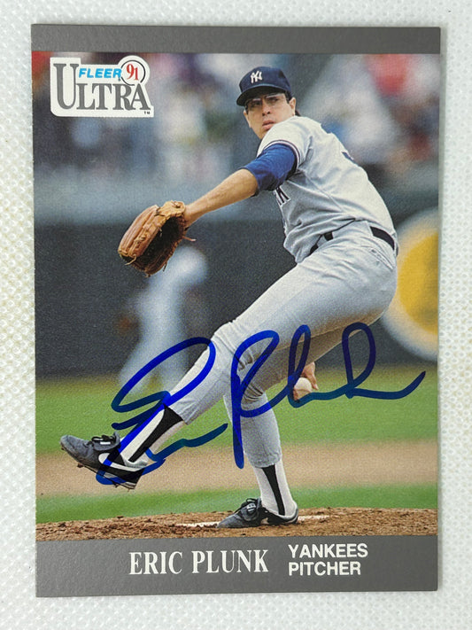 1991 Fleer Ultra Baseball #241 Eric Plunk New York Yankees Signed Card