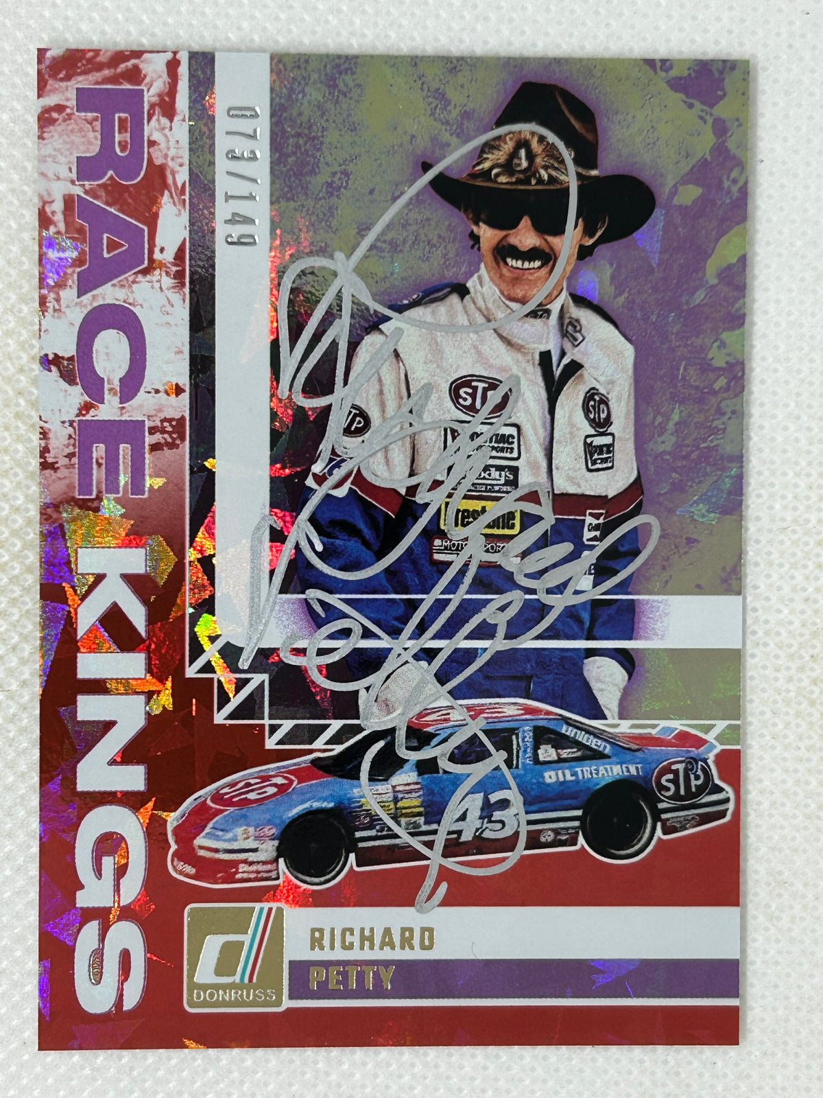 2025 Panini Donruss NASCAR Race Kings Richard Petty #18 Red Ice /149 Signed Card