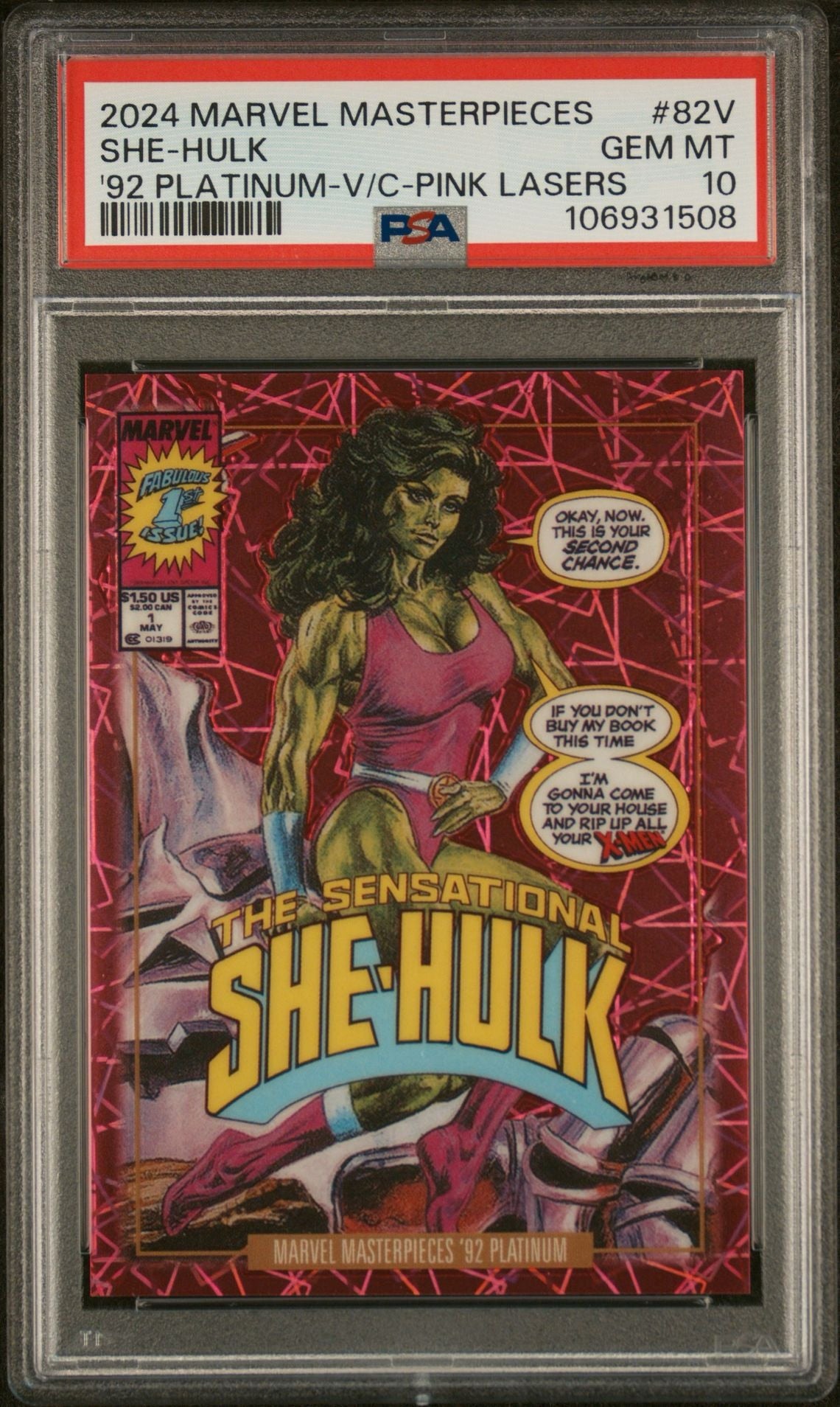 2024 Upper Deck Marvel Masterpieces '92 Platinum Varient Cover Pink Laser PSA 10 Pop 1