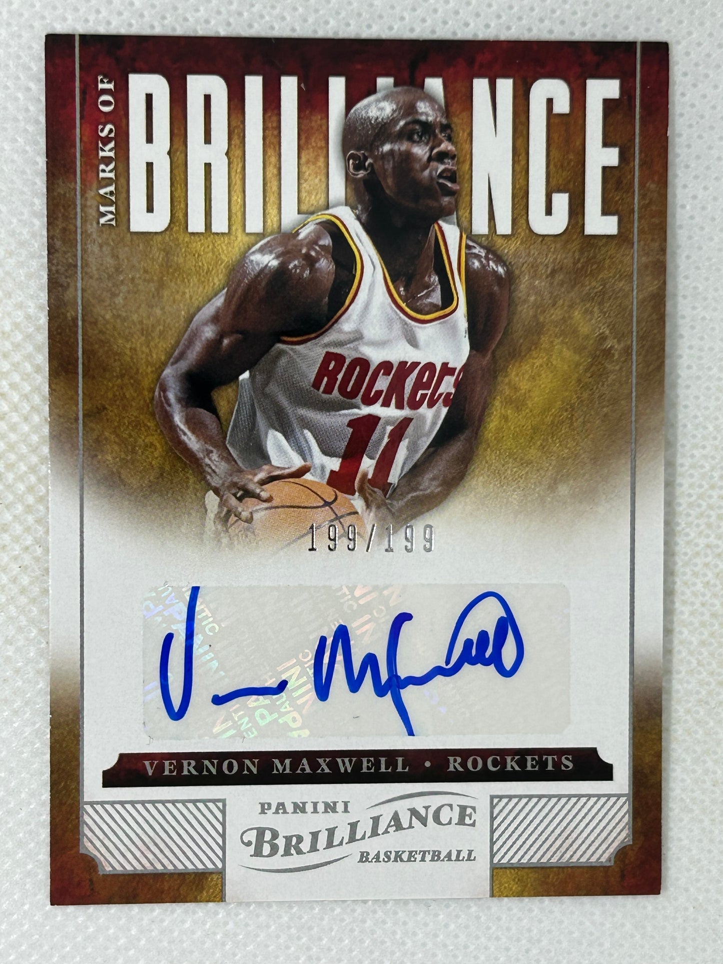 2012-13 Panini Brilliance Marks of Brilliance Autograph /199 Vernon Maxwell #74 Houston Rockets