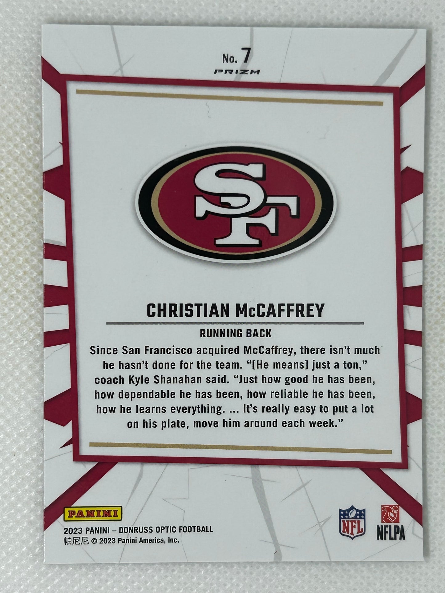 2023 Panini Optic My House Silver Holo Prizm #7 Christian McCaffrey San Francisco 49ers