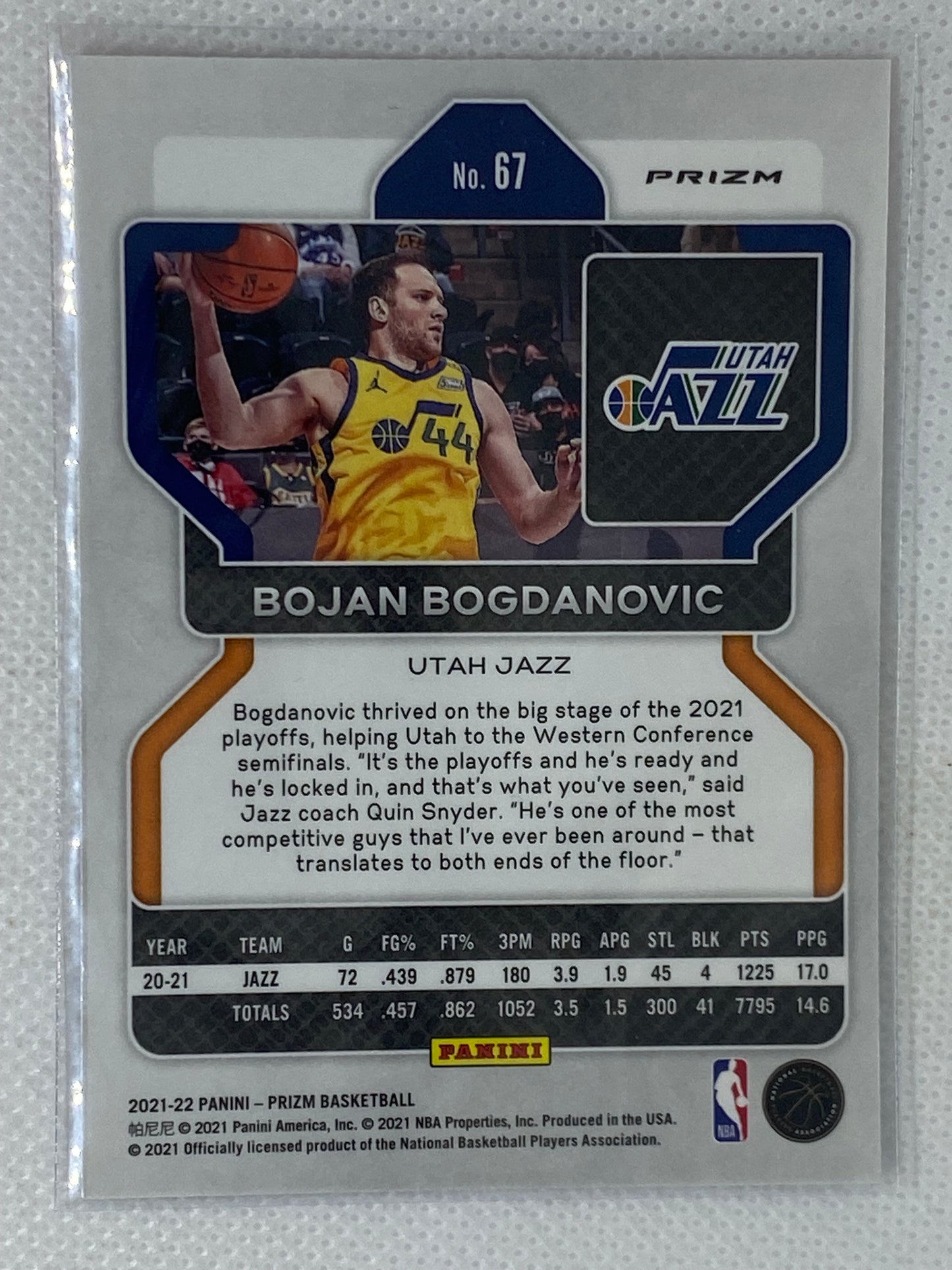 2021-22 Panini Prizm Red White Blue Bojan Bogdanovic #67 Utah Jazz