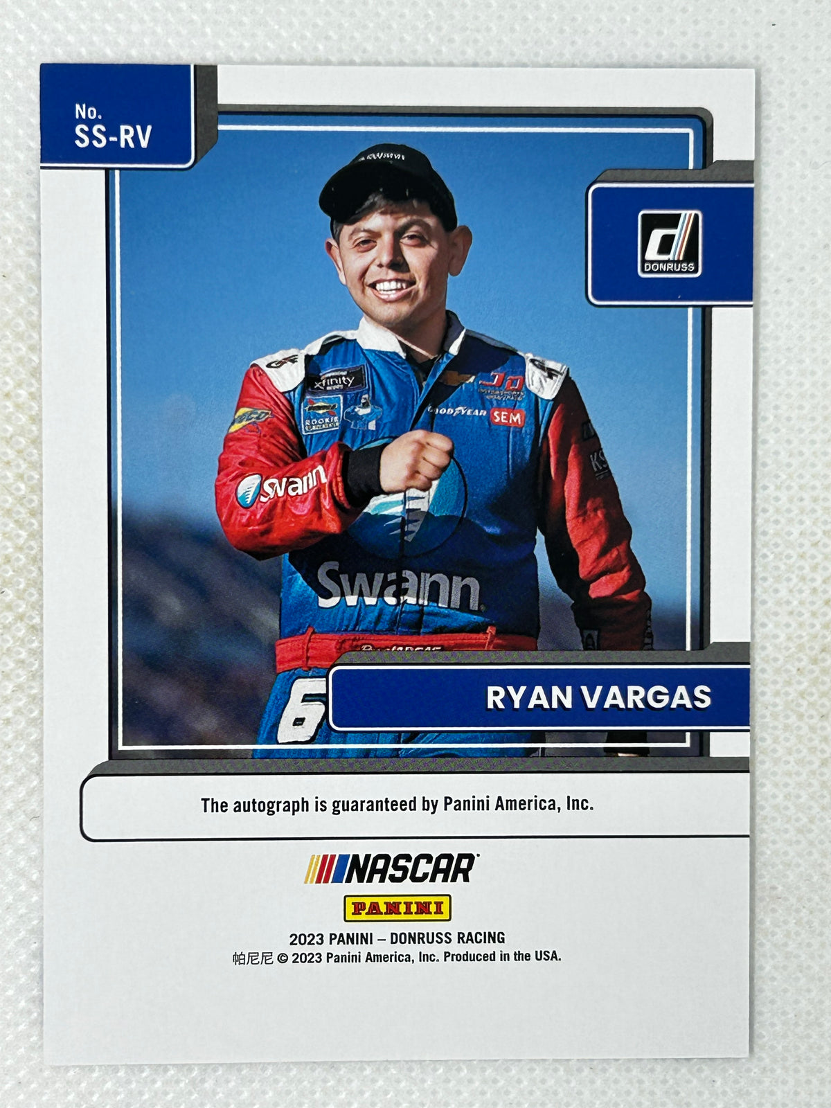 2023 Panini Donruss Signature Series Autograph #SS-RV Ryan Vargas JD Motorsports