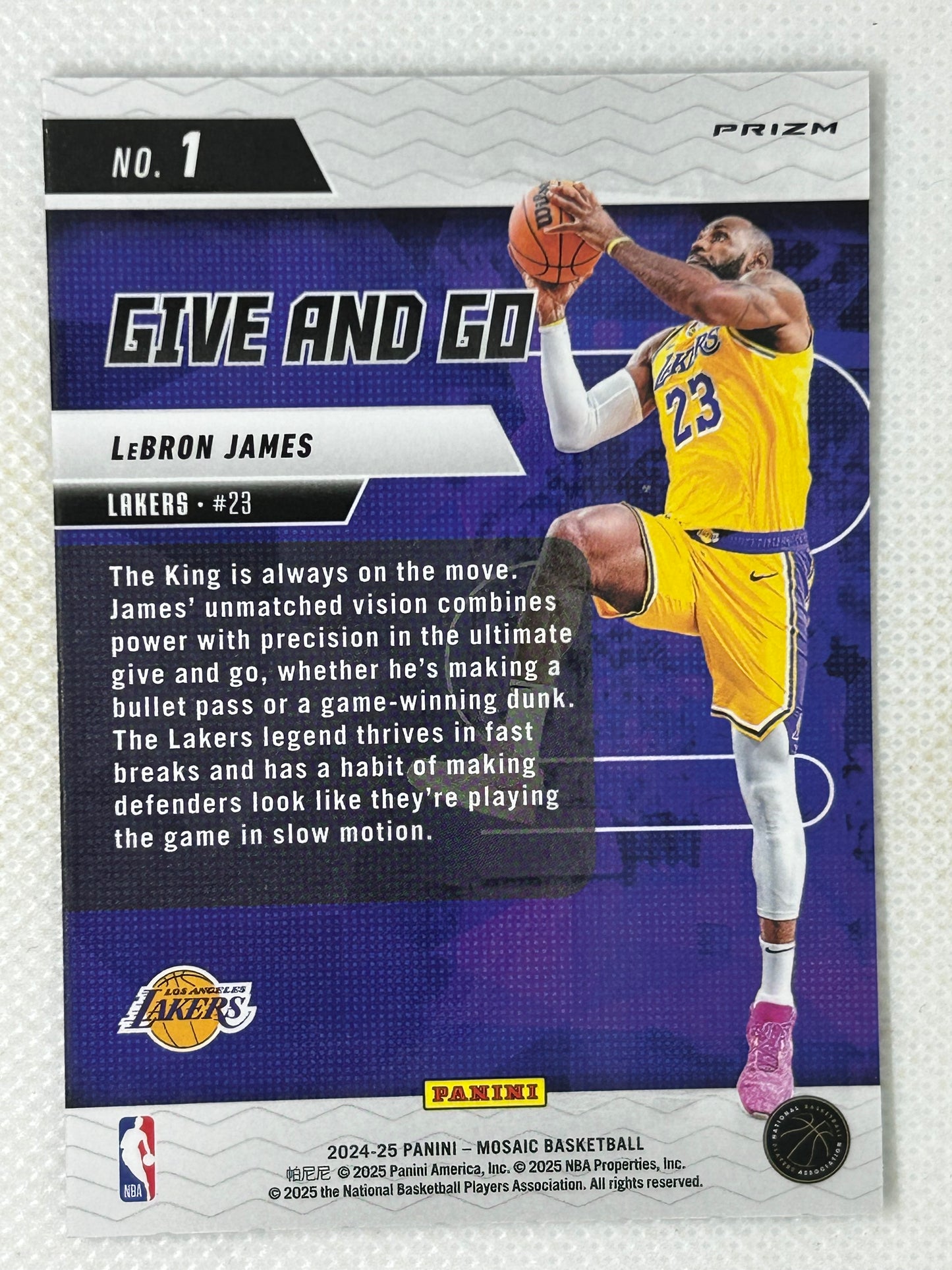 2022-23 Panini Mosaic Green Mosaic Prizm Give and Go LeBron James #3 Los Angeles Lakers