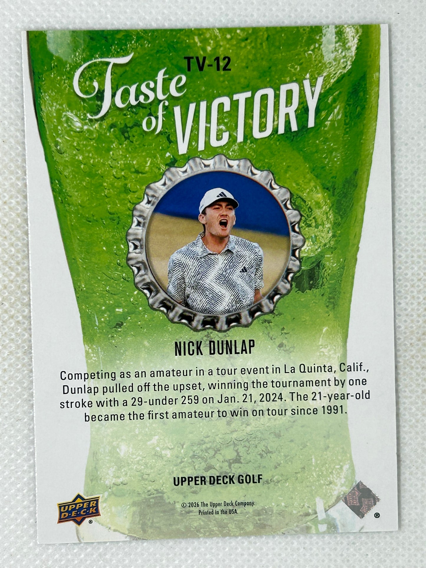 2026 Upper Deck Golf Taste of Victory TV-12 Nick Dunlap