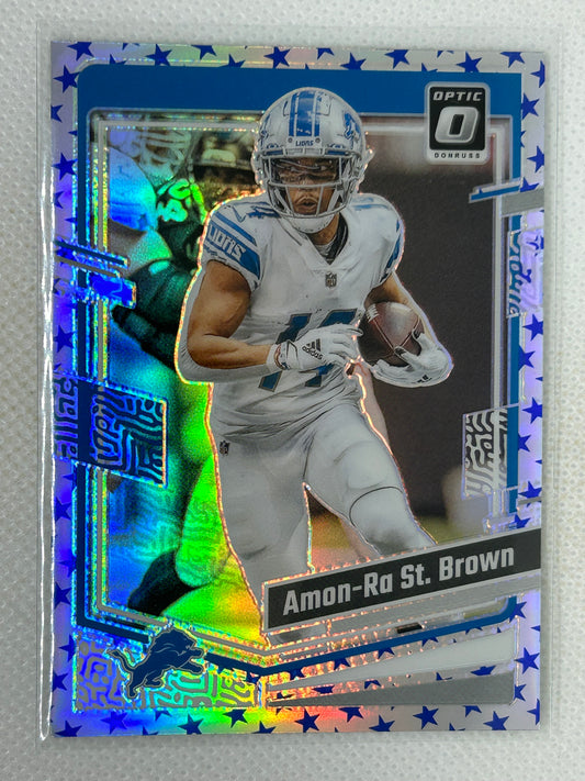 2023 Panini Donruss Optic Holo Blue Stars Prizm #59 SSP Amon-Ra St. Brown Detroit Lions