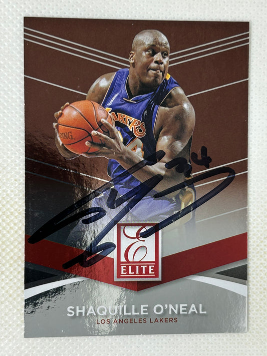 2014-15 Panini Donruss Elite #89 Shaquille O'Neal Los Angeles Lakers Signed Card