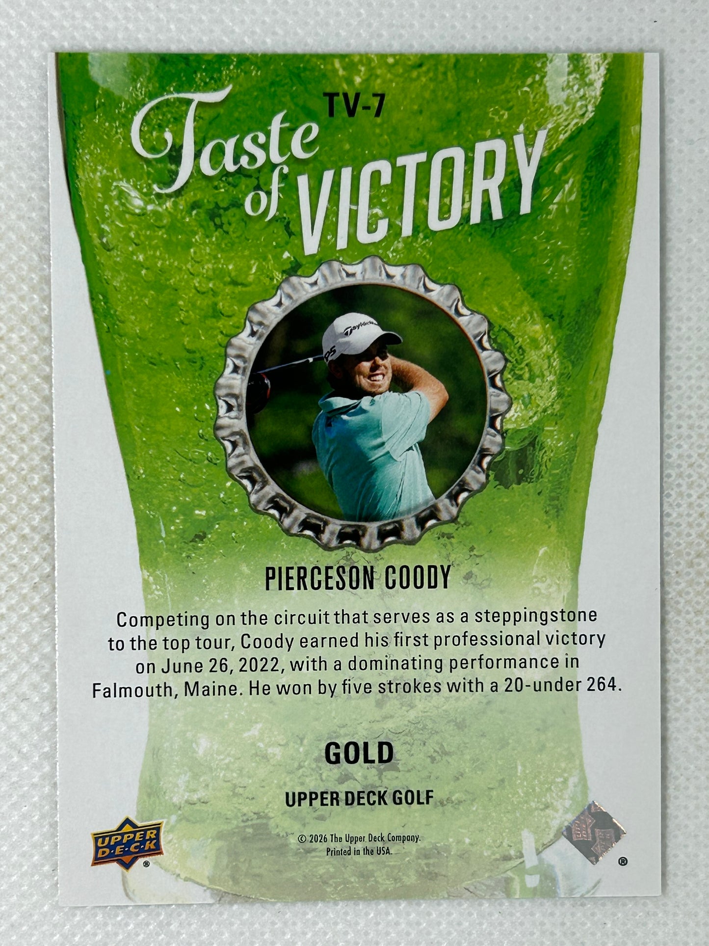 2026 Upper Deck Golf Taste of Victory Gold Foil #TV-7 Pierceson Coody