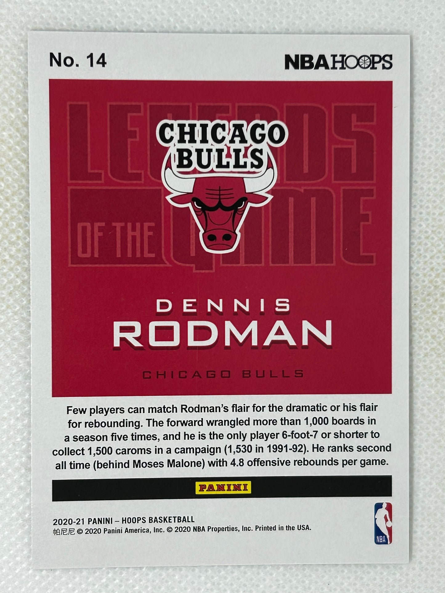 2020-21 Panini NBA Hoops Legends of the Game /199 Dennis Rodman #14 Chicago Bulls