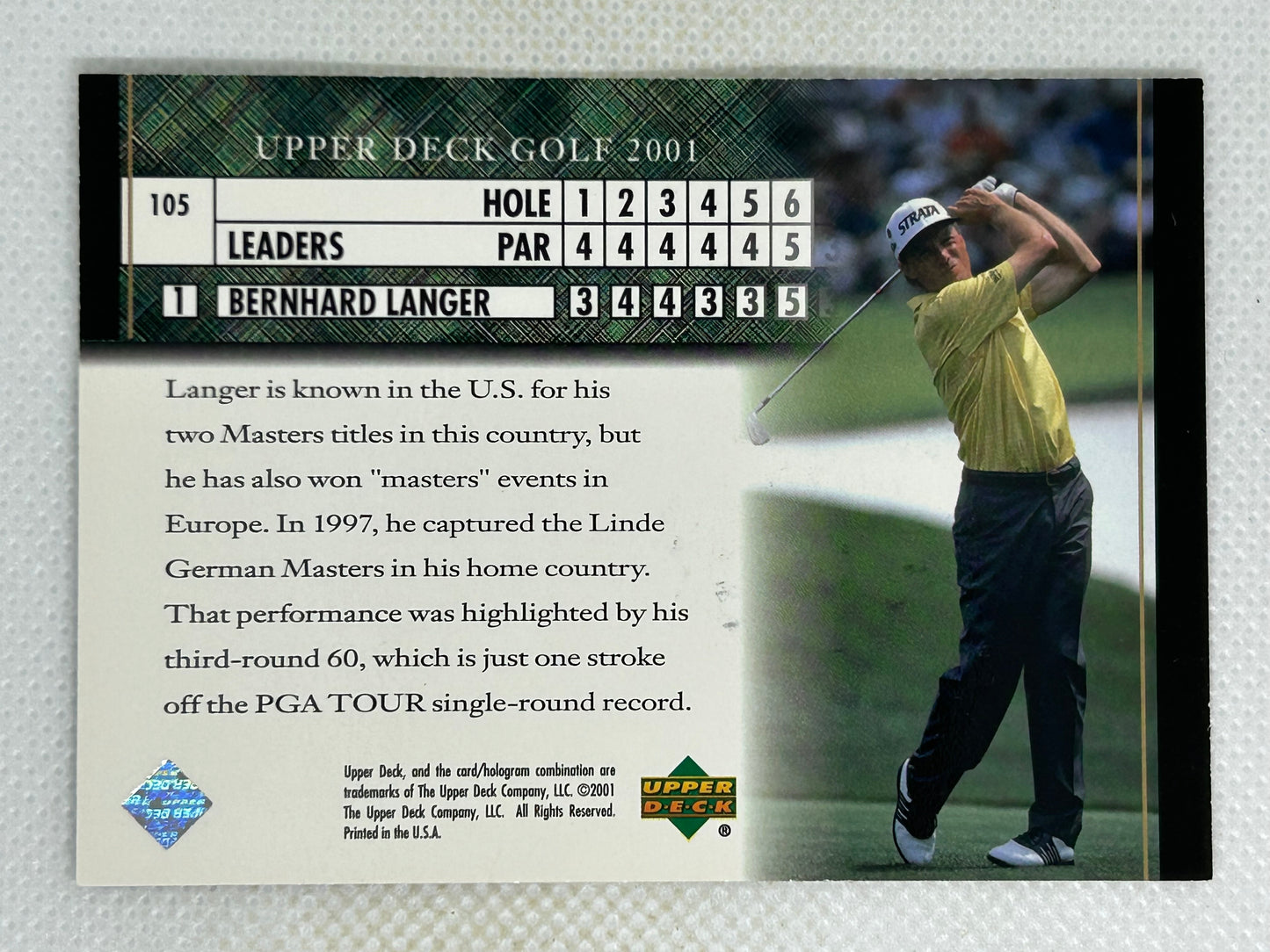 2001 Upper Deck Golf Card #105 Bernhard Langer Leaderboard Signed Card