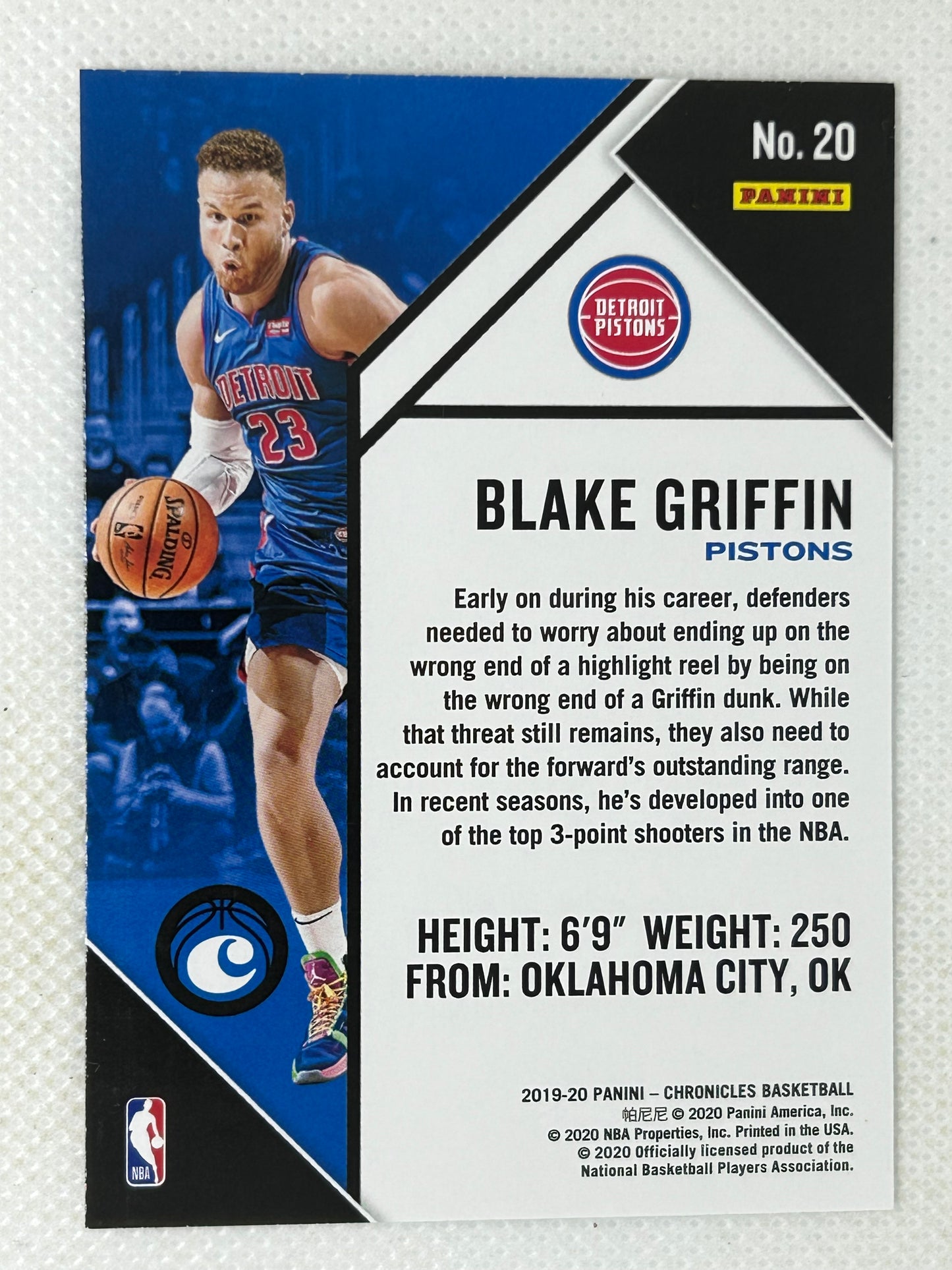 2020-21 Panini Chronicles Adding Another Weapon Blake Griffin #20 Detroit Pistons Signed Card