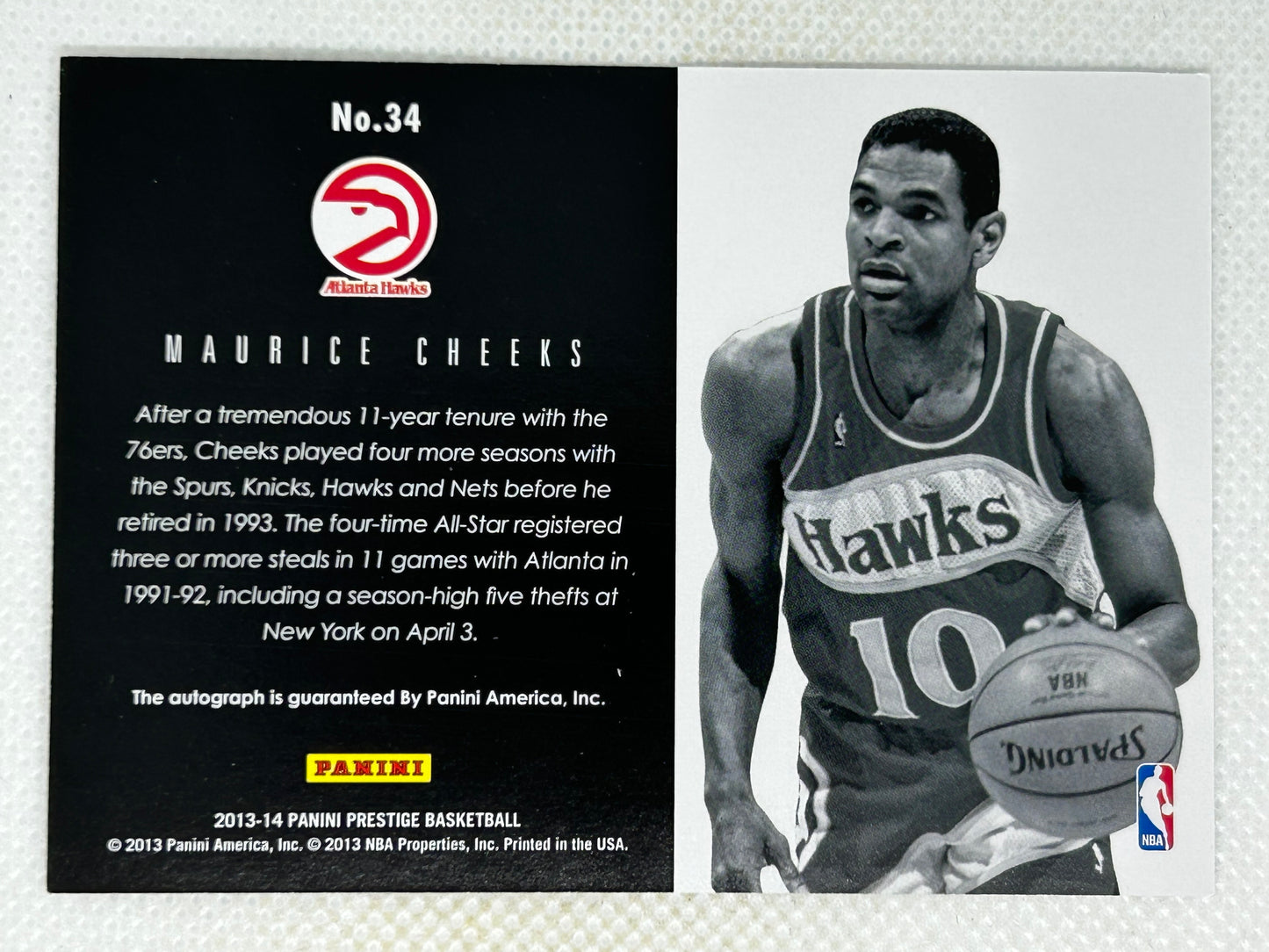 2013-14 Panini Prestige Blue Bonus Shots Autographs /99 #34 Maurice Cheeks Atlanta Hawks