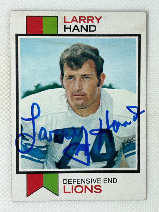 1973 Topps Larry Hand Detroit Lions #93 Signed Card