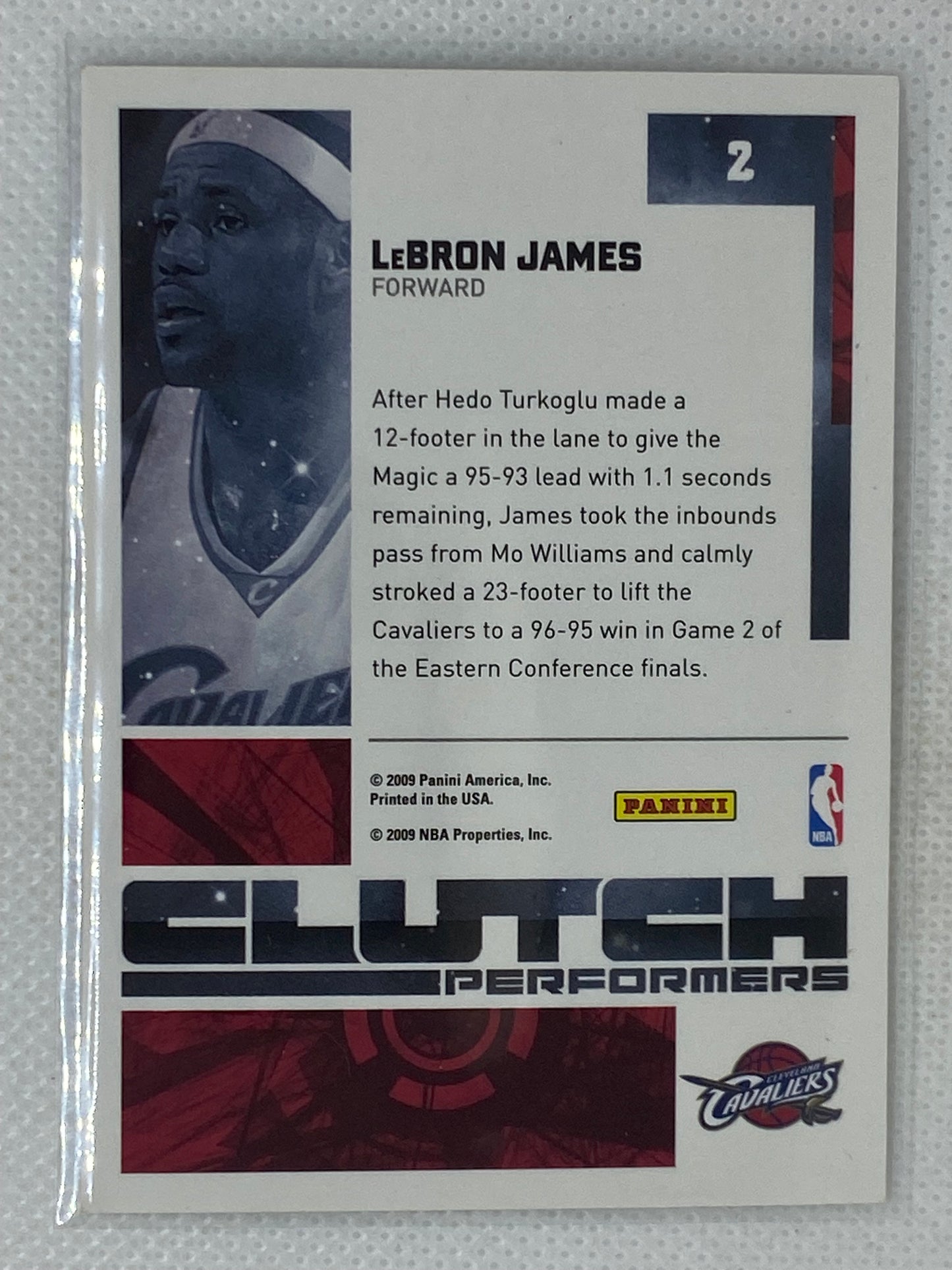 2009-10 Donruss Elite Clutch Performers Lebron James Card #2 Cleveland Cavaliers