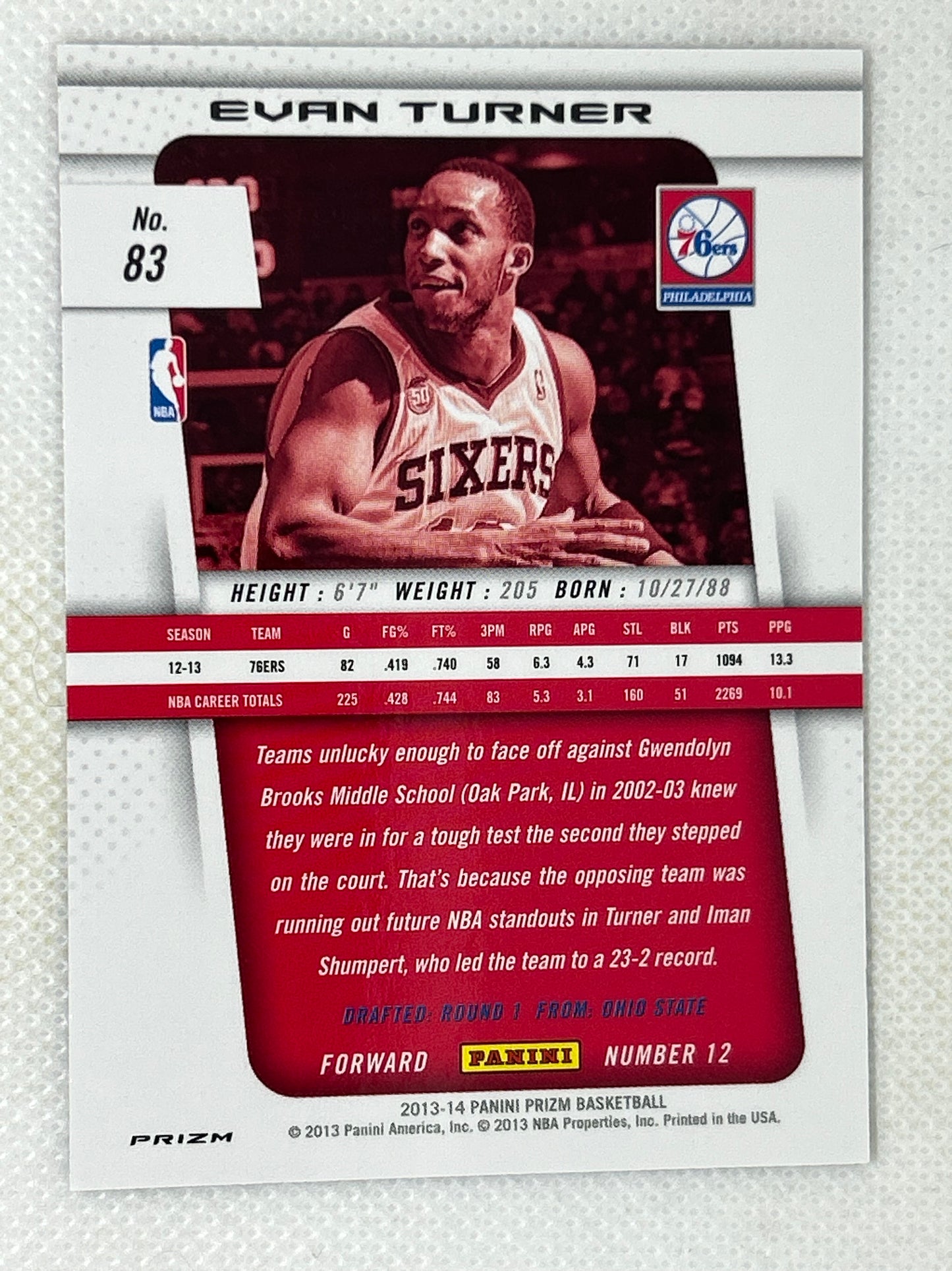 2013-14 Panini Prizm Red White & Blue Mosaic Prizm Evan Turner #83 Philadelphia 76ers