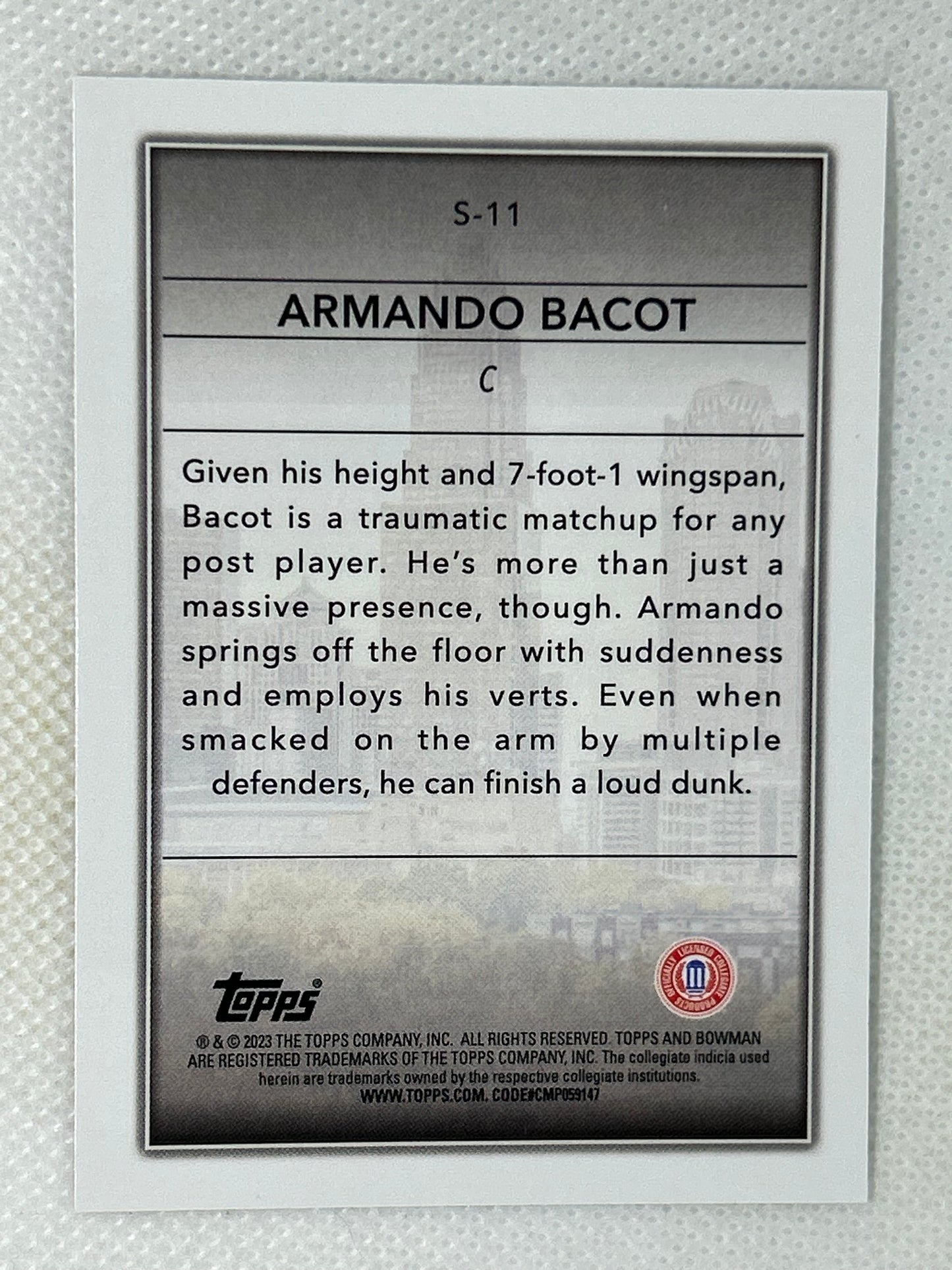 2022-23 Bowman U Chrome Skyscraping #S-11 Armando Bacot North Carolina Tarheels