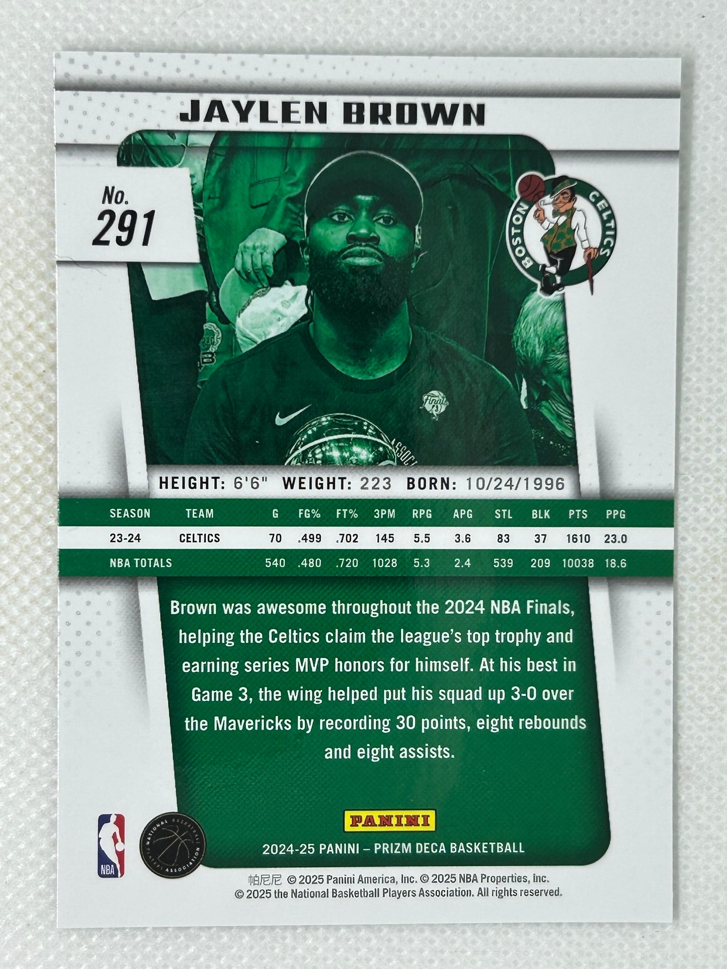 2024-25 Panini Prizm Deca Jaylen Brown MVP #291 Boston Celtics