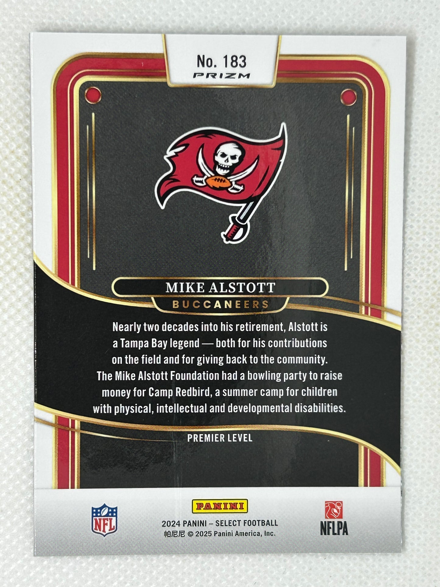 2024 Panini Select Premier Black & Red Shock #183 Mike Alstott Tampa Bay Buccaneers