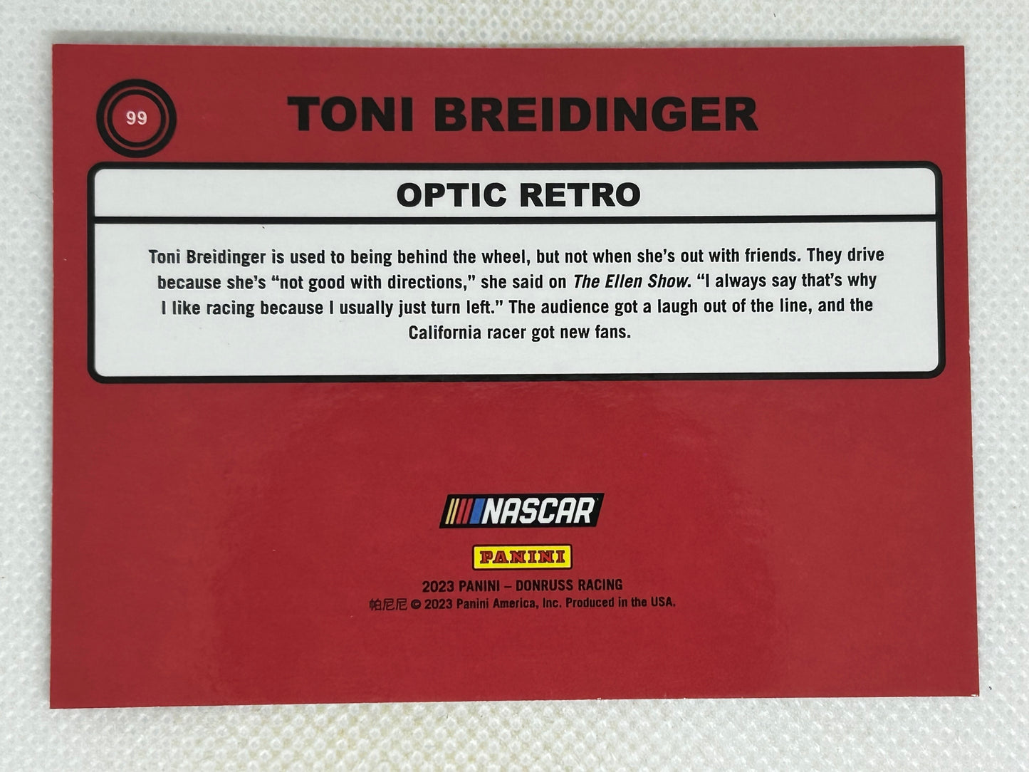 2023 Panini Donruss Racing Optic #99 Toni Breidinger Signed Card
