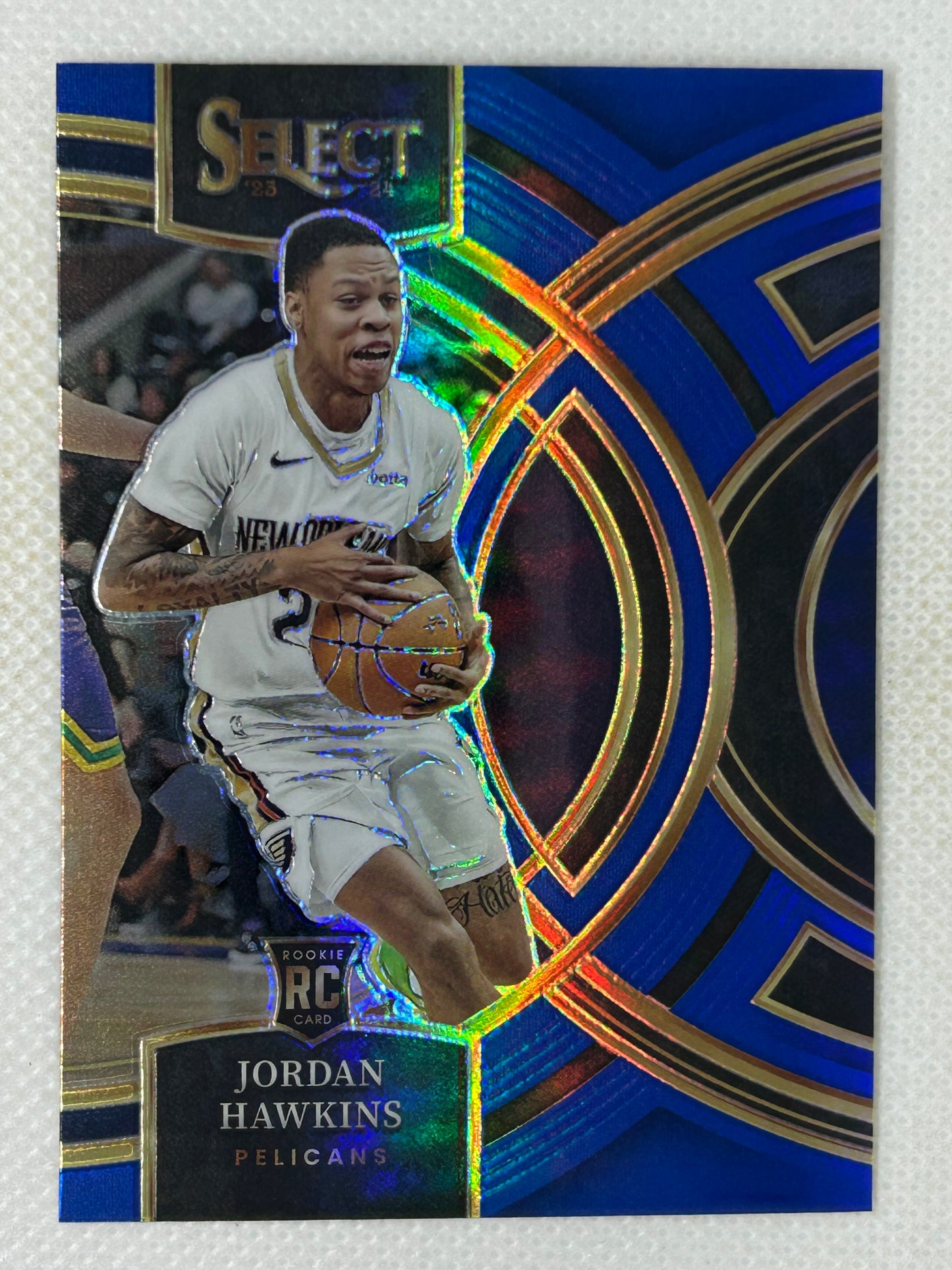2023-24 Panini Select Premier Blue Silver Prizm #124 Jordan Hawkins New Orleans Pelicans