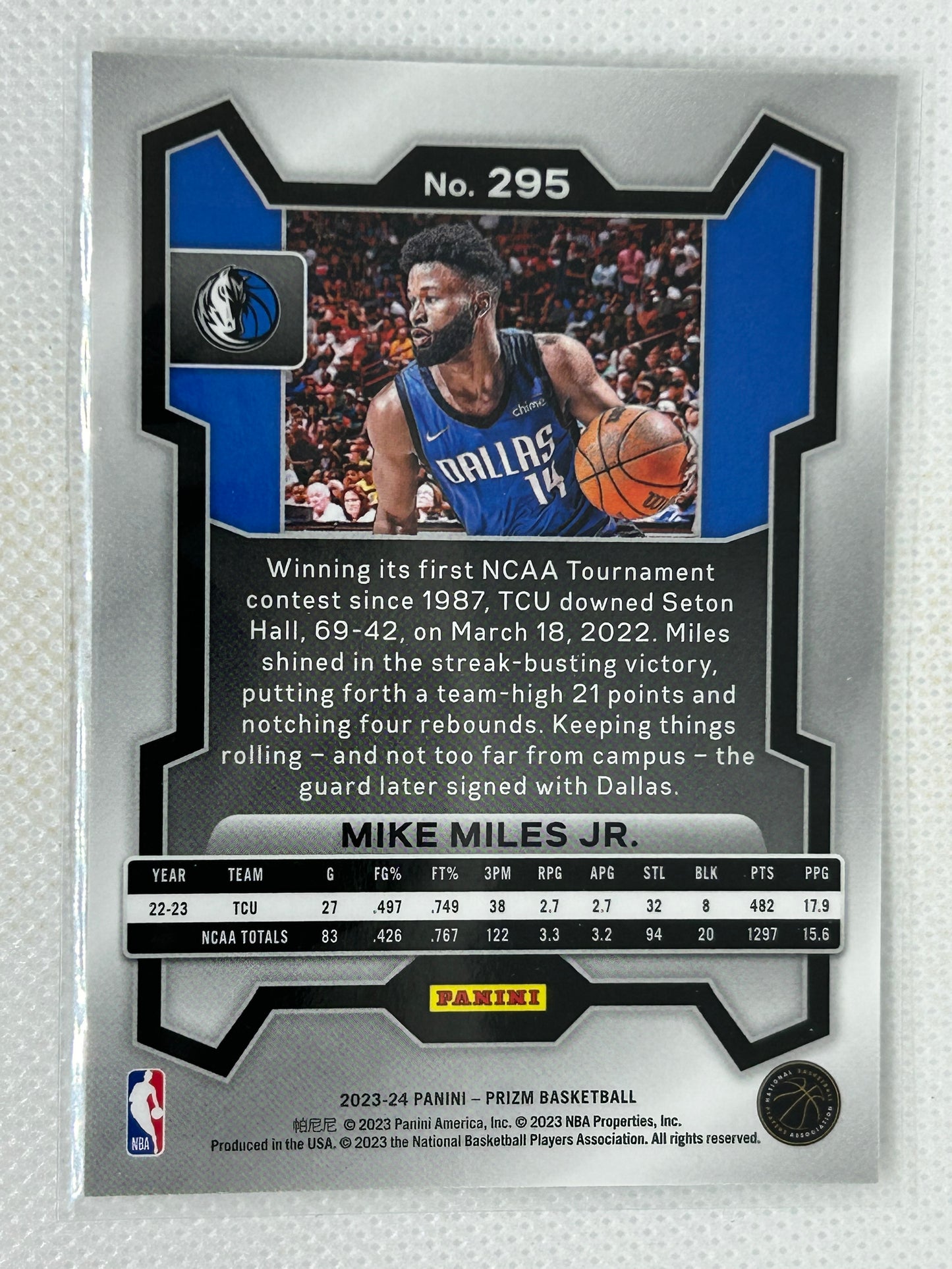 2023-24 Panini Prizm Rookie Mike Miles Jr. #295 Dallas Mavericks