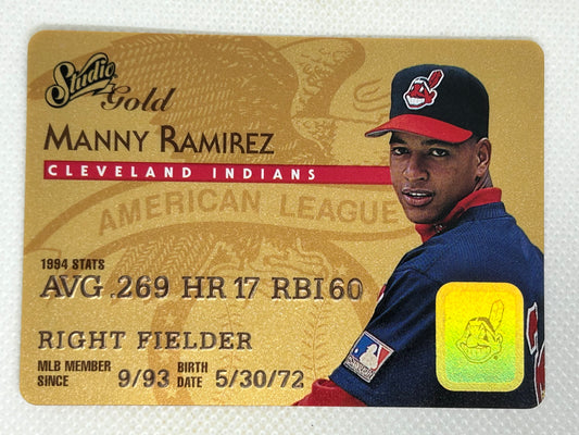 1995 Donruss Studio Gold Credit Card #32 Manny Ramirez Cleveland Indians