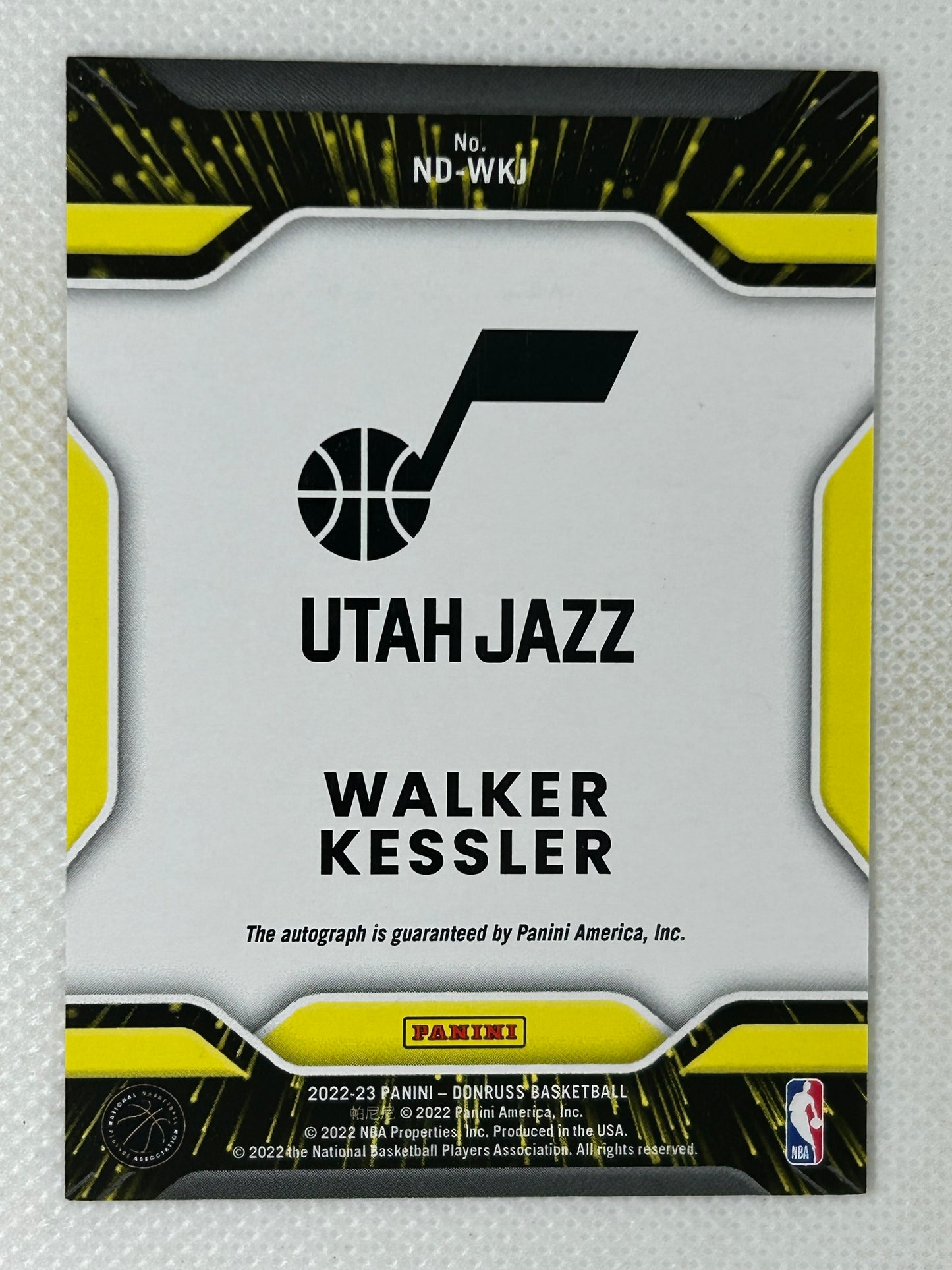 2022-23 Panini Donruss Next Day Rookie Autograph Walker Kessler #ND-WKJ Utah Jazz SSP