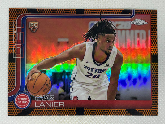 2025-26 Topps Chrome Chaz Lanier Orange Basketball Border Refractor #288 Detroit Pistons SP