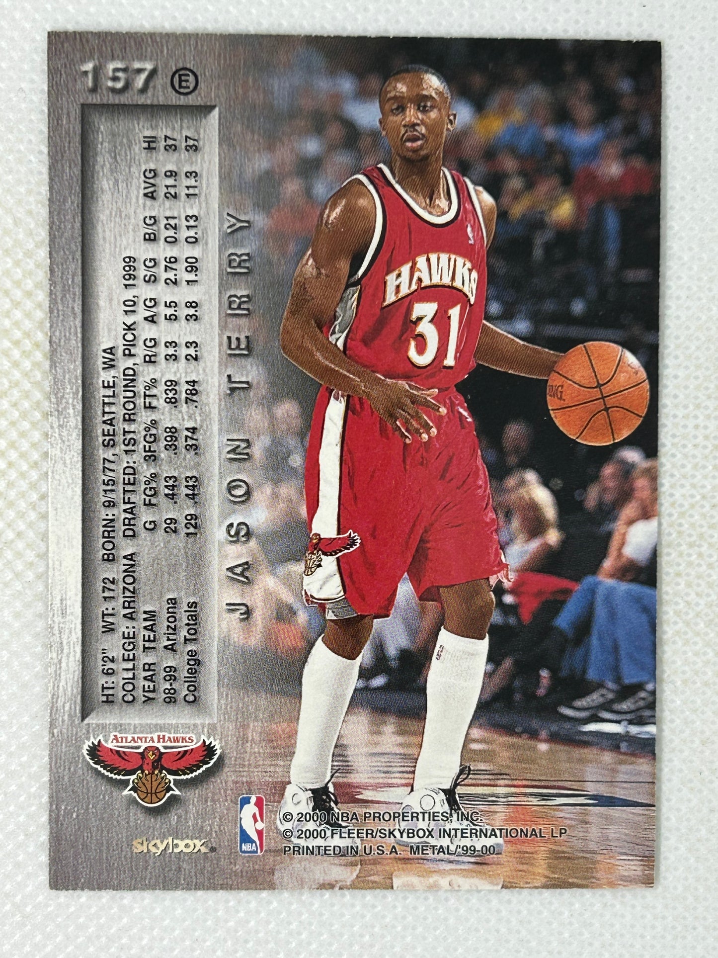 1999-00 Skybox Metal Emerald Rookie Jason Terry #157 Atlanta Hawks