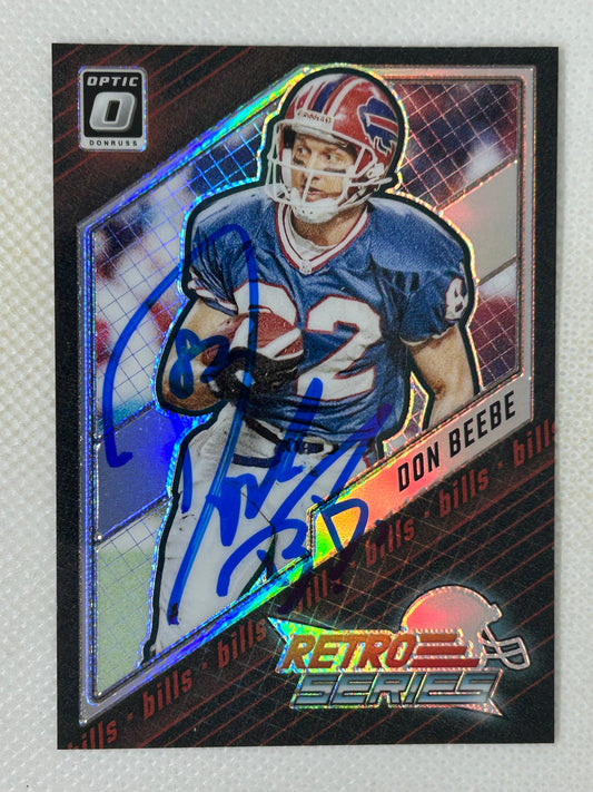2023 Panini Optic #9 Don Beebe Retro Series Silver Prizm Buffalo Bills Signed Card
