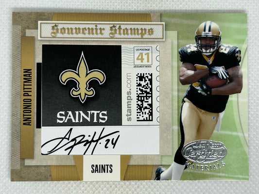 2007 Leaf Certified Souvenir Stamps Autograph Antonio Pittman Logo /15 SSP New Orleans Saints