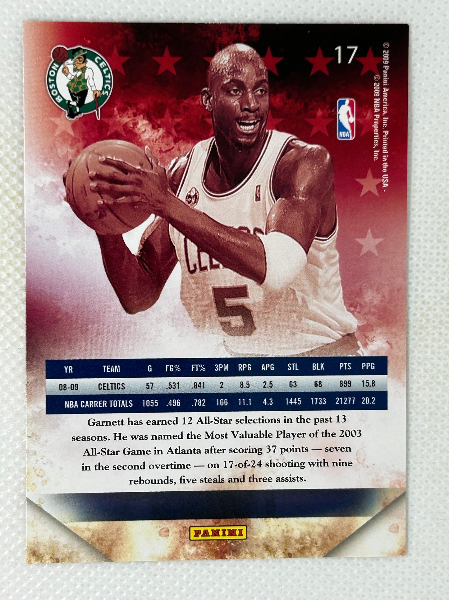 2009-10 Panini All-Pro Kevin Garnett #17 HOF Boston Celtics