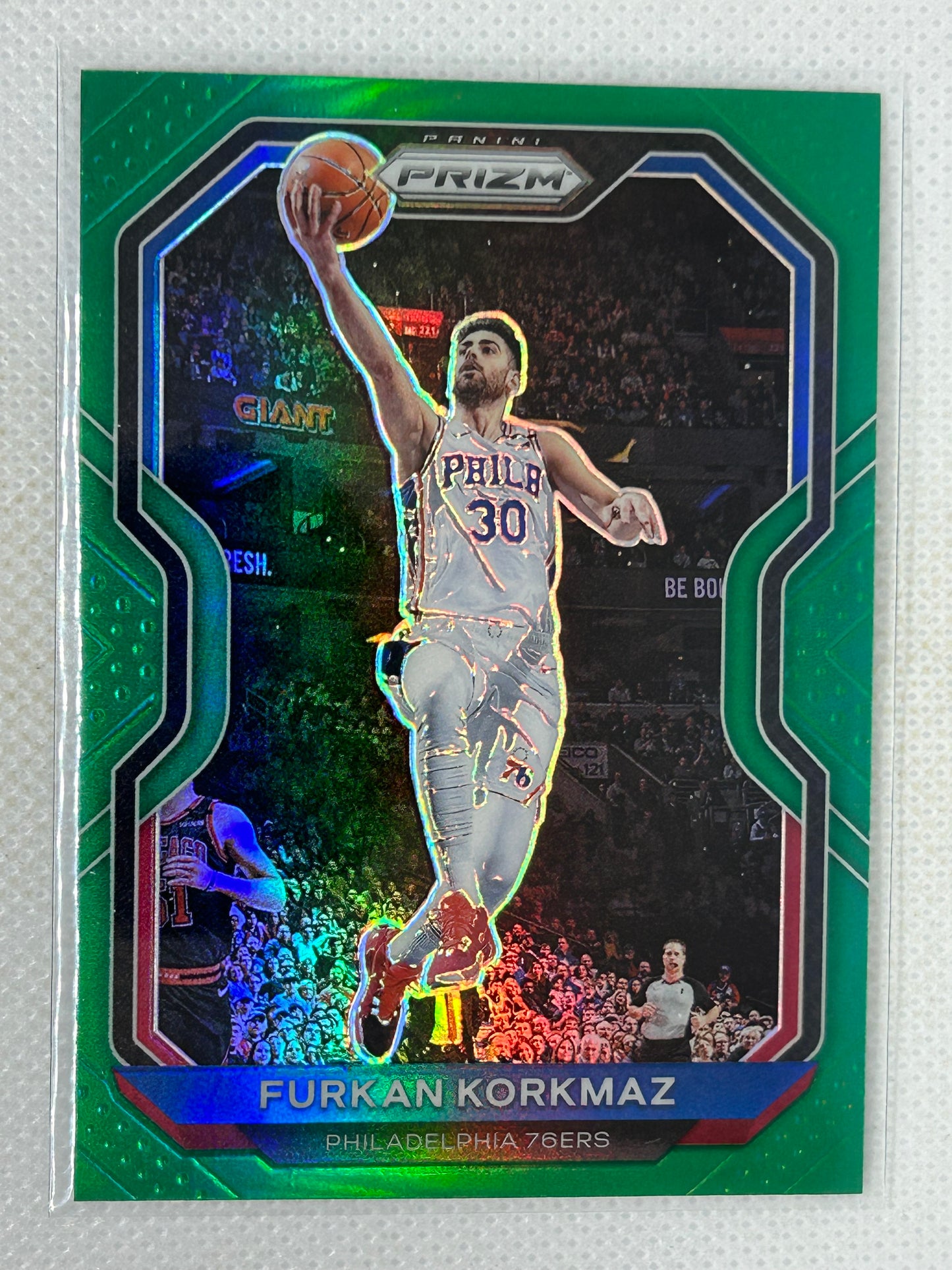 2020-21 Panini Prizm Green Furkan Korkmaz #160 Philadelphia 76ers