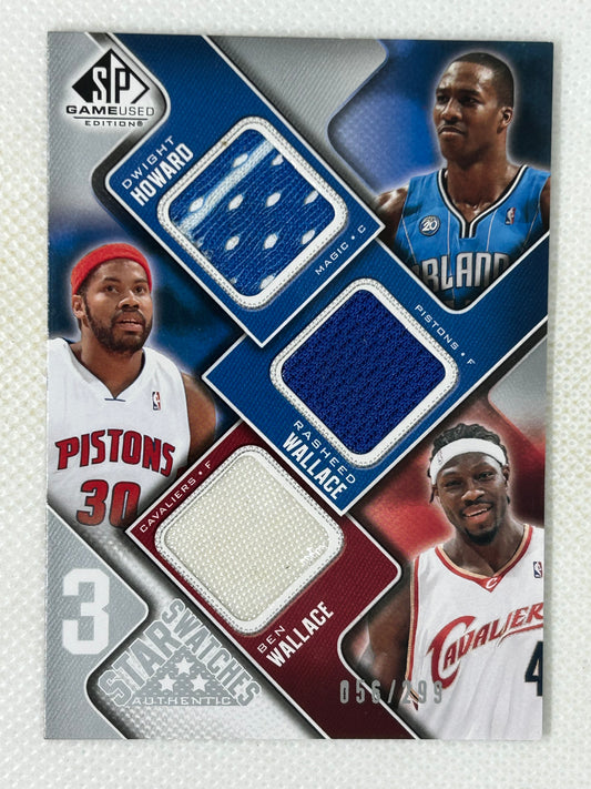 2009-10 Upper Deck SP Game Used Triple Jersey /299 Dwight Howard Rasheed Wallace Ben Wallace #3S-WWH
