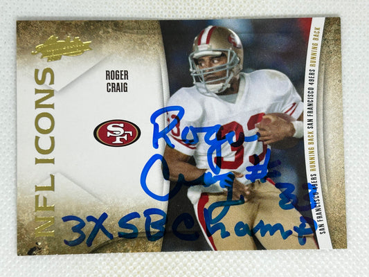 2010 Panini Absolute Memorabilia NFL Icons Roger Craig #24 San Francisco 49ers Signed Card