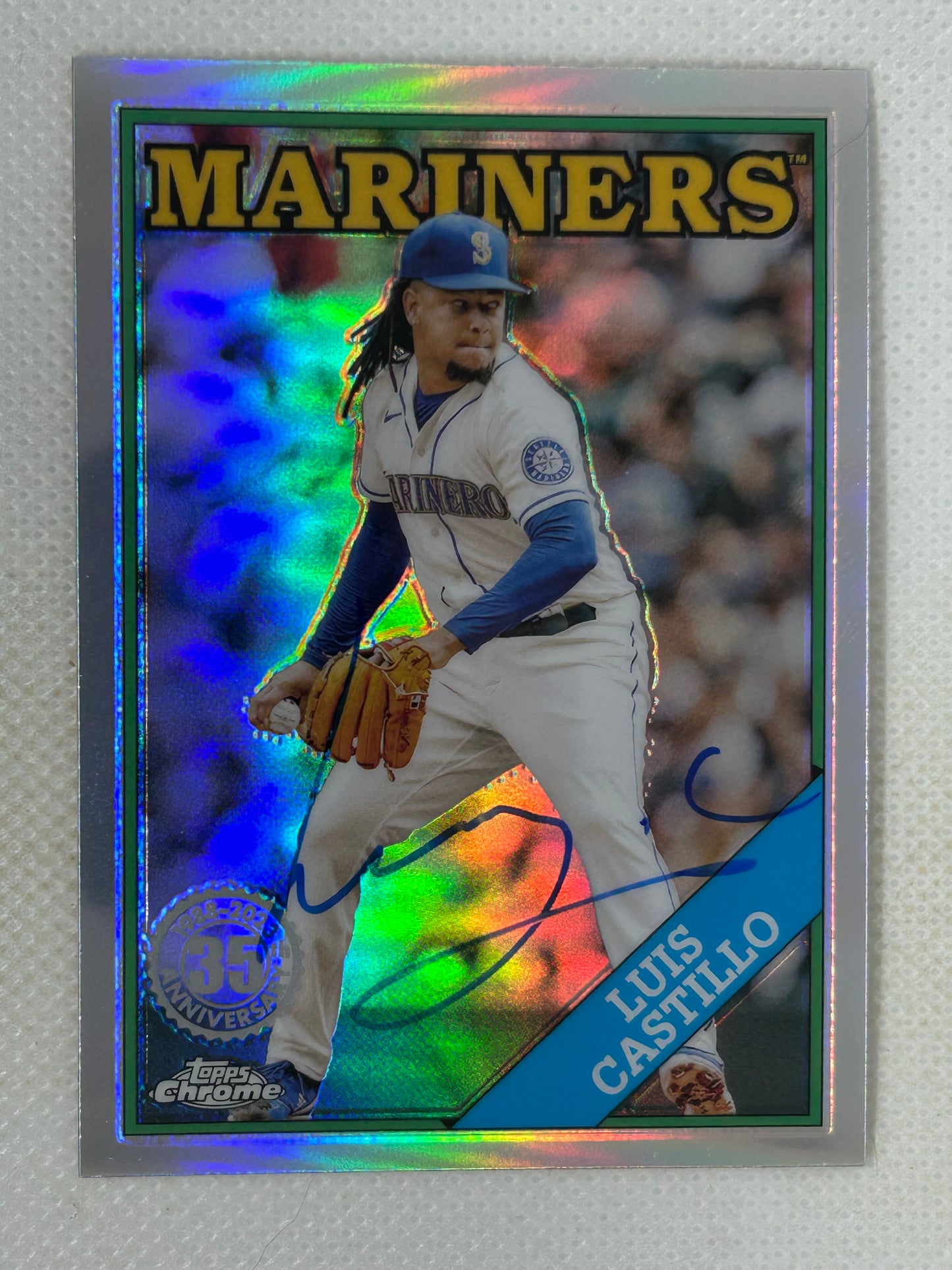 2023 Topps Chrome Refractor Luis Castillo 1988 Topps #88BC-13 Seattle Mariners Signed Card