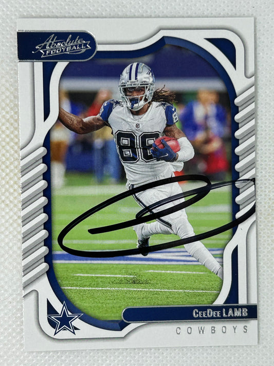 2022 Panini Absolute Football #20 CeeDee Lamb Dallas Cowboys Signed Card