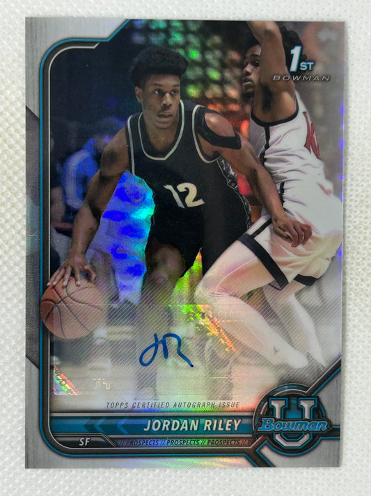 2021-22 Bowman U Chrome Refractor Prospect 1st Bowman Autograph Jordan Riley #BCPA-JRI
