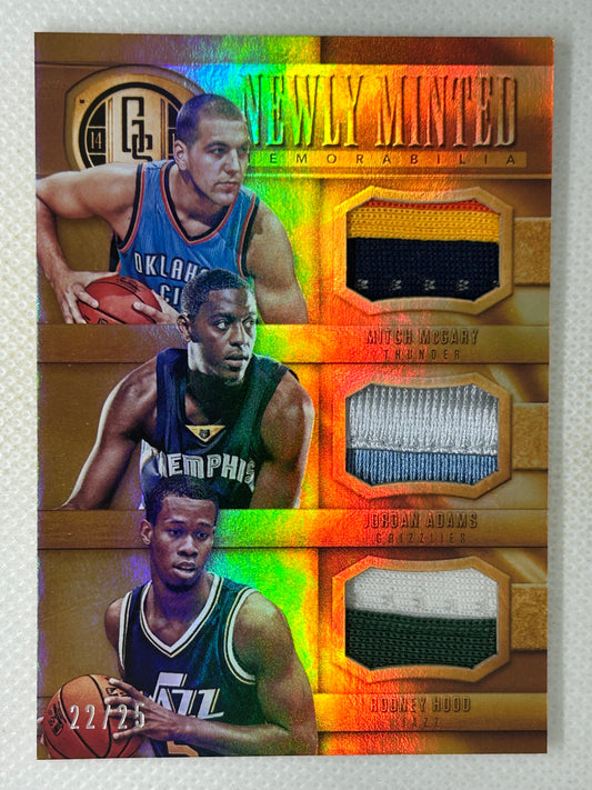 2014-15 Panini Gold Standard Newly Minted Triple Rookie Patch #NMT-MJR Mitch McGary Rodney Hood Jordan Adams /25