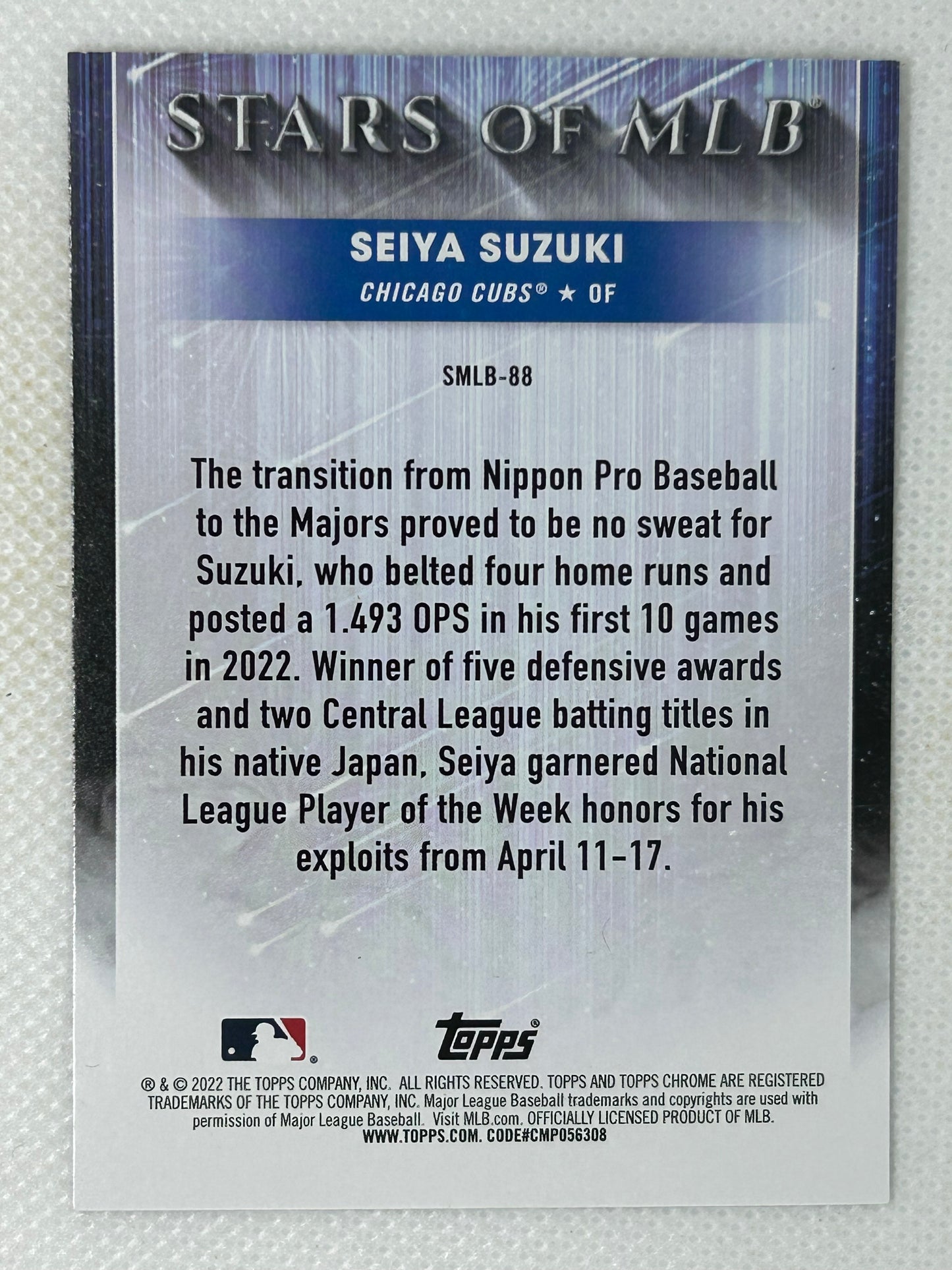 2022 Topps Stars of MLB #SMLB-88 Seiya Suzuki Rookie Chicago Cubs